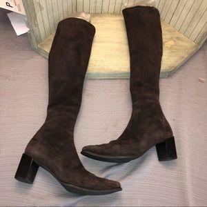Stuart Weitzman Brown Knee High Skinny Calf Stretch Boots Made in Spain 7